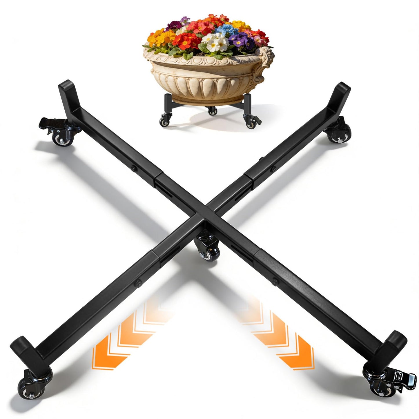 LLAXERGU Plant Caddy with Wheels, Adjustable 22" to 30" Plant Stand Indoor Outdoor Heavy Duty 300LB Rolling Plant Dolly with 360° Lockable Casters for Indoor & Outdoor Large Planters