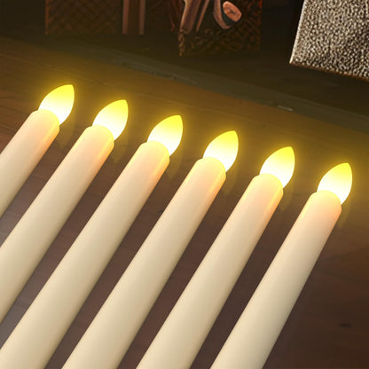 PChero Flameless Candles with Remote Timer, 7.9" Ivory Battery Operated LED Taper Dripless Floating Flickering Candles for Wedding Halloween Thanksgiving Christmas Themed Party Valentines Decorations