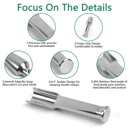Mini SS304 stainless steel scoop with tamp tool,0.1 gram capacity 1.79 inch spoon for multi-purpose use sugar salt powder spices dishwashers safe for kitchen laboratory