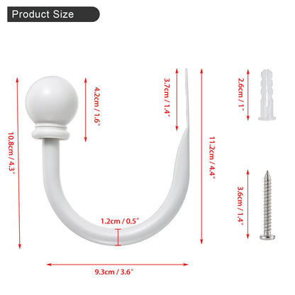 Sumnacon Set of 4 Decorative Curtain Holdbacks, Wall Mounted Aluminum Alloy Window Drapery Tiebacks for Bedroom, Livingroom Office Come with Screws, White