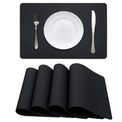 Faux Leather Halloween Placemats HeloHo Black Table Place Mats Set of 4 Waterproof Oilproof Heat Stain Resistant Placemats Washable Wipeable Placemat for Kitchen Dining Table Decoration Indoor Outdoor
