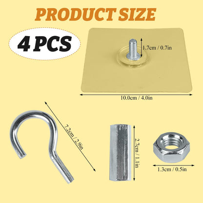 Adhesive Ceiling Hooks, Hold 30lbs Heavy Duty Ceiling Hooks for Hanging Plants Command 3M Ceiling Hooks, Sticky | Drill Free Outdoor Hanging Hook Stick On Hooks for Lights, Wind Chimes 4 Pack