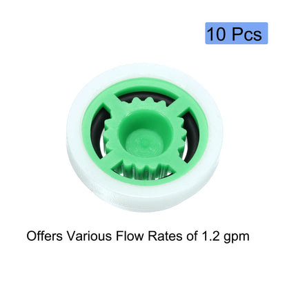 uxcell Shower Flow Reducer Set, 10 Pcs 2.0gpm Water Flow R, Green, Unfinished, POM Material