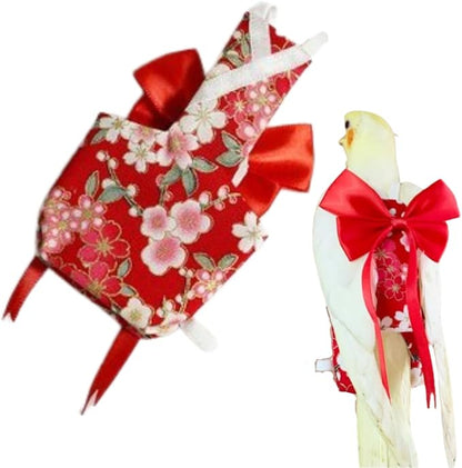 Bird Diaper Parrot Washable Diapers, Parrot Flight Suit, Reusable Nappies for Parakeet Cockatiel Mini Macaw Budgie Conure Lovebird (Red,L)