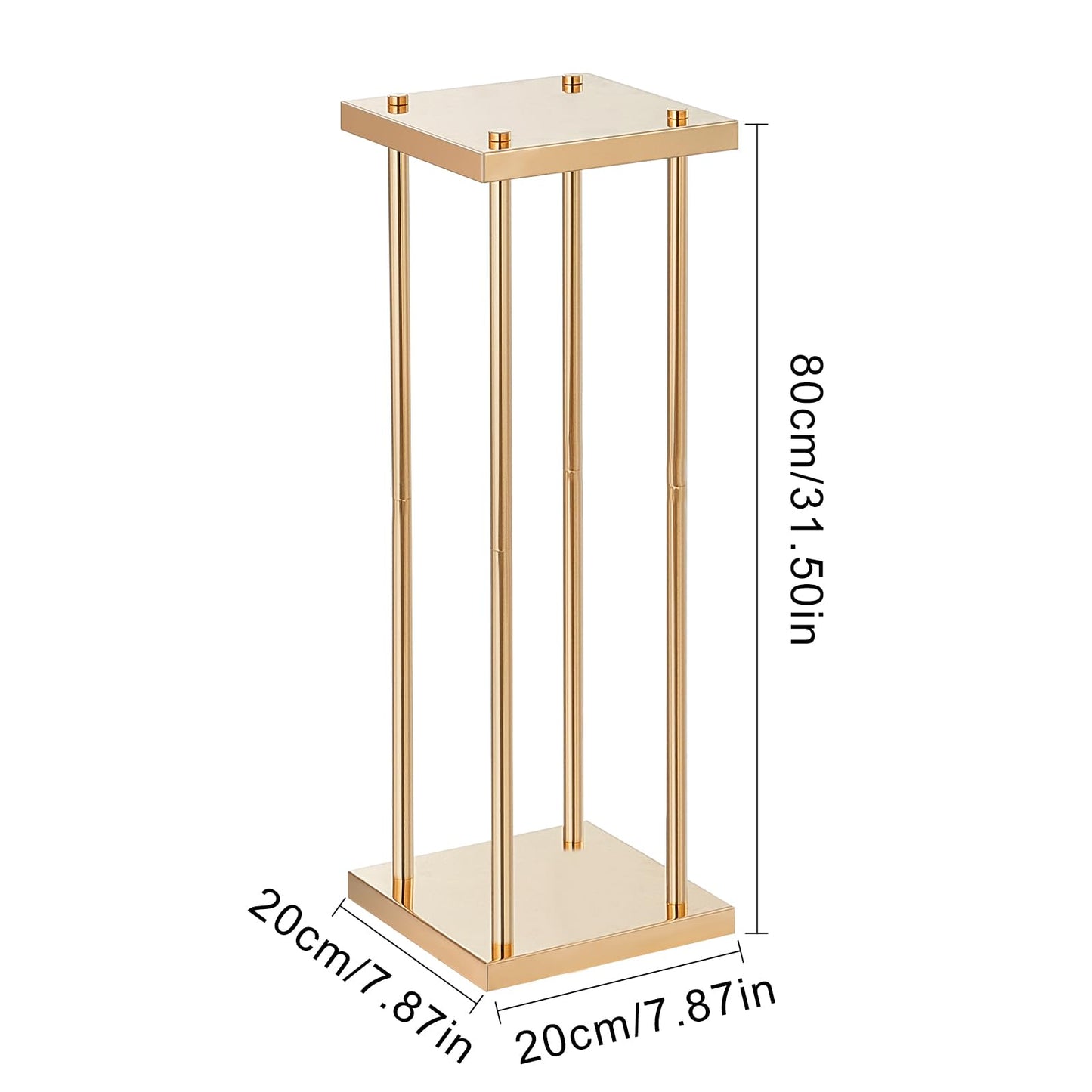 Happybuy 4PCS Gold Metal Column Wedding Flower Stand, 31.5in Geometric Vase Centerpiece Stands, Cylindrical Floral Display Rack for Events, Reception, Party Decoration