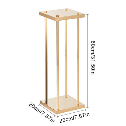 Happybuy 4PCS Gold Metal Column Wedding Flower Stand, 31.5in Geometric Vase Centerpiece Stands, Cylindrical Floral Display Rack for Events, Reception, Party Decoration