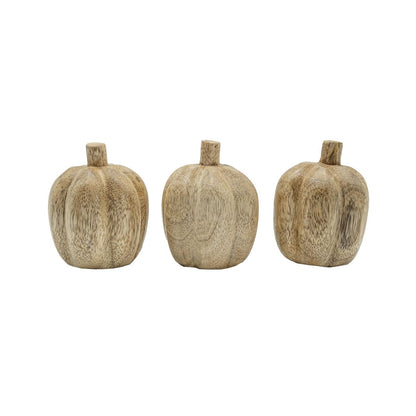 Foreside Home and Garden Pumpkin Deco Baubles Figurines with Bag Set of 3 Beige