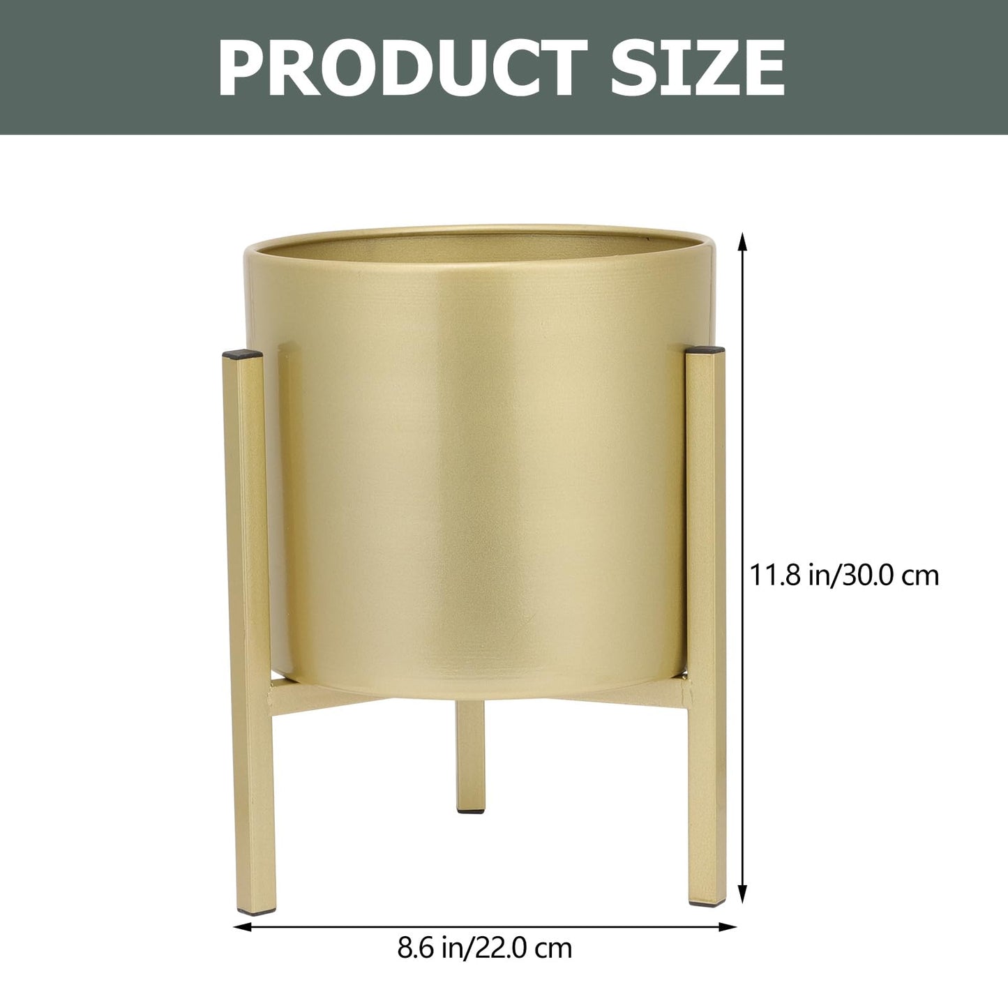 GANAZONO Gold Plant Stand Flower Pots Indoor Metal Plant Pot with Iron Stand Modern Round Decorative Flower Pot Indoor Planter Holder Gardening Pots Lawn Decoration Planters