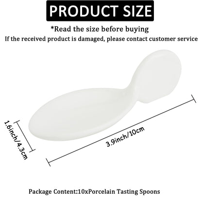 10Pcs Porcelain Tasting Spoons,Fish Shaped Caviar Sample Spoons for Tasting 3.9 x 1.6 x 1.2 inches Fish Shape Appetizer Plates,Dishwasher Safety,for Restaurant,Birthday Wedding Party,Cakes,Dessert