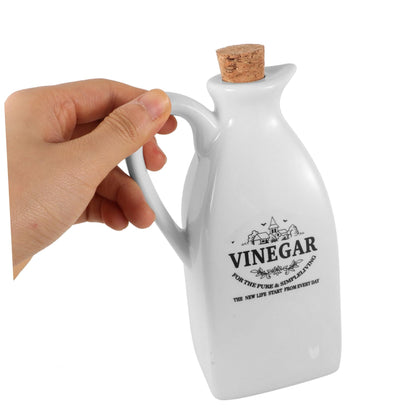 STOBAZA Japanese Style Oil and Vinegar Dispenser Set 4-Piece Seasoning Bottle Set for Soy Sauce Vinegar and Oil Ceramic Sauce Container with Cork Stopper for Kitchen Tabletop