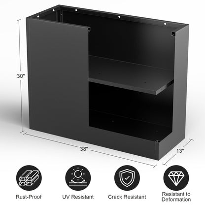 Nessxa Metal Planter Box for Outdoor Plants 38" L x 13" W x 30" H, Heavy Duty Steel Large Rectangular Planter Box with Removable Insert Shelf, Modern Décor for Tall Plants, Trees, Flowers (Black)