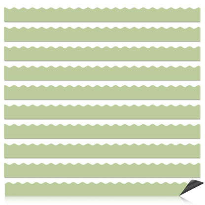 30 Pcs Magnetic Borders for Classroom Whiteboard - Light Green Magnetic Bulletin Board Border Set - Scalloped Chalkboard Border Strips for Teachers, Parents, DIY Home,School & Office Decoration