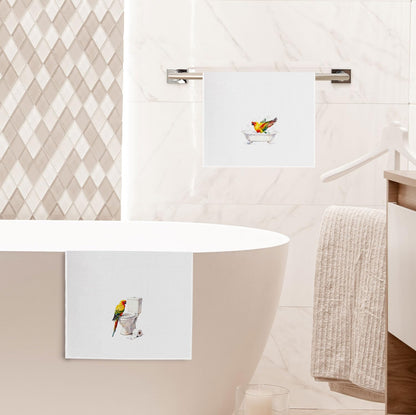 XIVENHAVM Funny Bird Bathroom Decor Set - Parrot Gifts Decorative Waffle Hand Towels for Bathroom Decor, Bird Lover Gifts Hand Towels, 16x24 Inch Set of 2