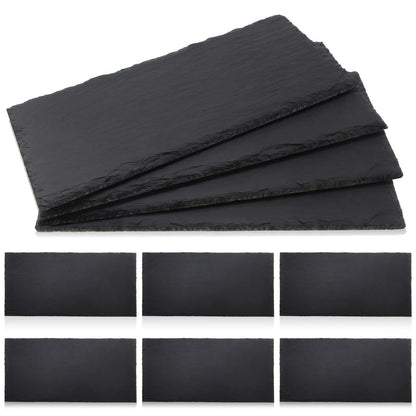 Zopeal 10 Pcs 10" x 5" Black Slate Charcuterie Boards Charcuterie Stone Plates with Natural Edge Slate Cheese Tray Serving Stone Board for Kitchen Dining Party Meat Fruits Display Chalkboard
