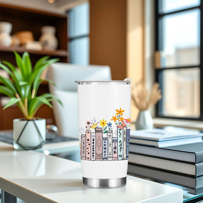 Book Lovers Gifts, Tumbler, Cute Stainless Steel Coffee Mug with Lid, 20 oz Insulated Thermal Cup Birthday Christmas Halloween Reading Book Accessories, Librarian Gifts for Women Daughter Wife