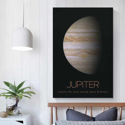 LGDSBHH Minimalist Jupiter Solar System Canvas Wall Art - Educational Space Planet Poster - Science Classroom & Kids Bedroom Decor - 12x18 Inch (Unframed)