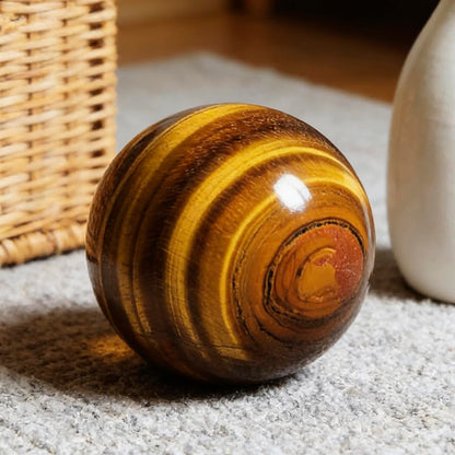 2.36-2.76inch/6-7cm Natural Tiger's Eye Crystal Sphere, Hand Polished Tiger Eye Stone Ball, Healing Crystal Decorative Sphere, Reiki Energy Stone Crafts, Feng Shui Home Ornament, Gift a Small Base