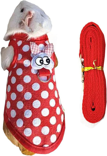 Christmas Small Animals Harness Santa Hamster Clothes Guinea Pig Harness and Leash Set Small Pet Clothes for Rats Kitty Mini Dog Hedgehog Squirrel and Small Breeds,S