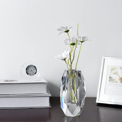 Donoucls Crystal Flower Vases Decorations 6" for Home Wedding Christmas or Gift - Clear with Gift Box