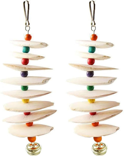 2 Pack Bird Toys with Cuttlebone, Parakeet Toys, Bird Beak Grinding Stone, Cage Accessories for for Parakeet Conure Lovebird Cockatiel Finch Canary Hamster Chinchilla Rabbit (Large)