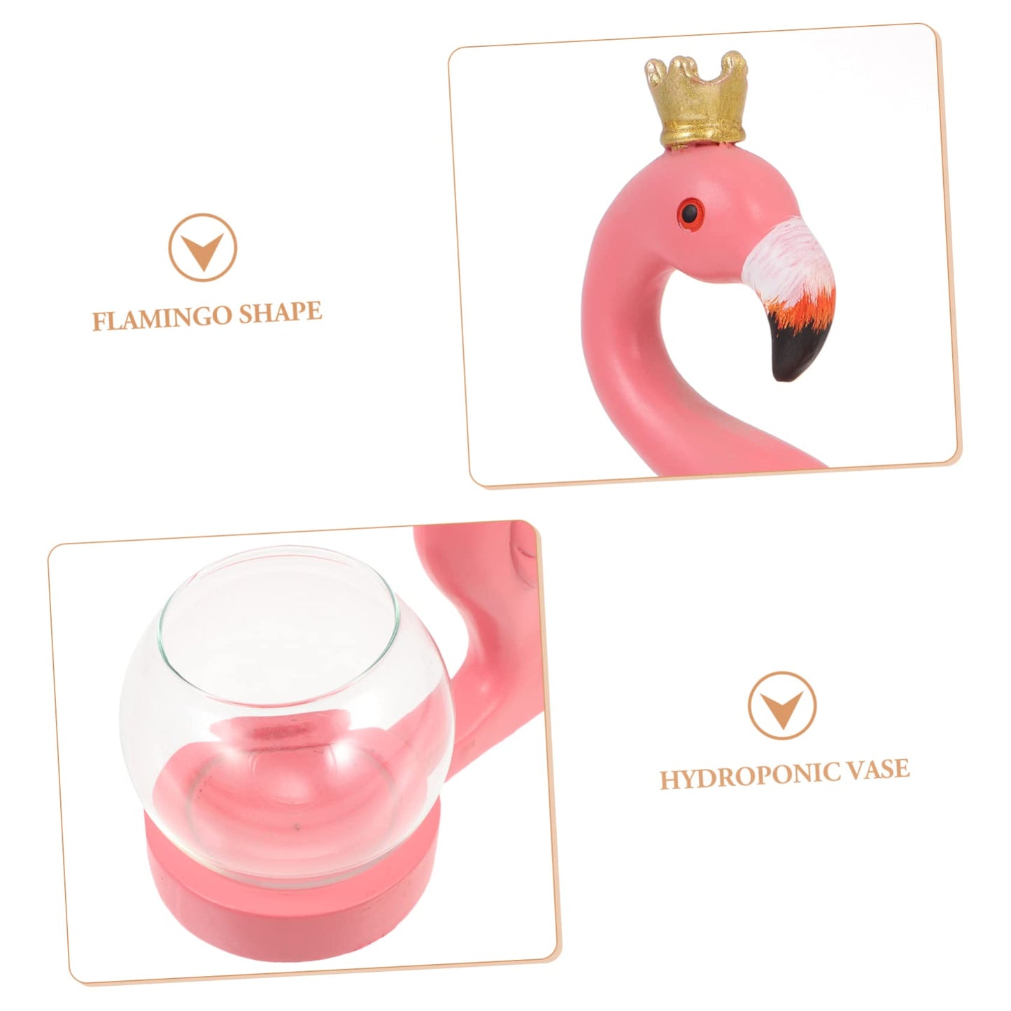 Healifty Creative Flamingo Statue Hydroponic Vase for Desktop Plant Terrarium Glass Centerpiece Vase for Home Office Decoration Elegant Shelf and Bedside Display