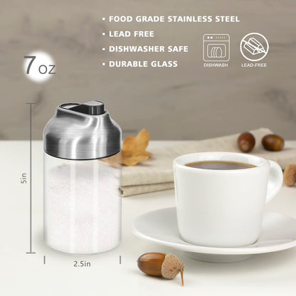 Aelga Glass Sugar Dispenser with Pour Spout + Salt and Pepper Shakers Set