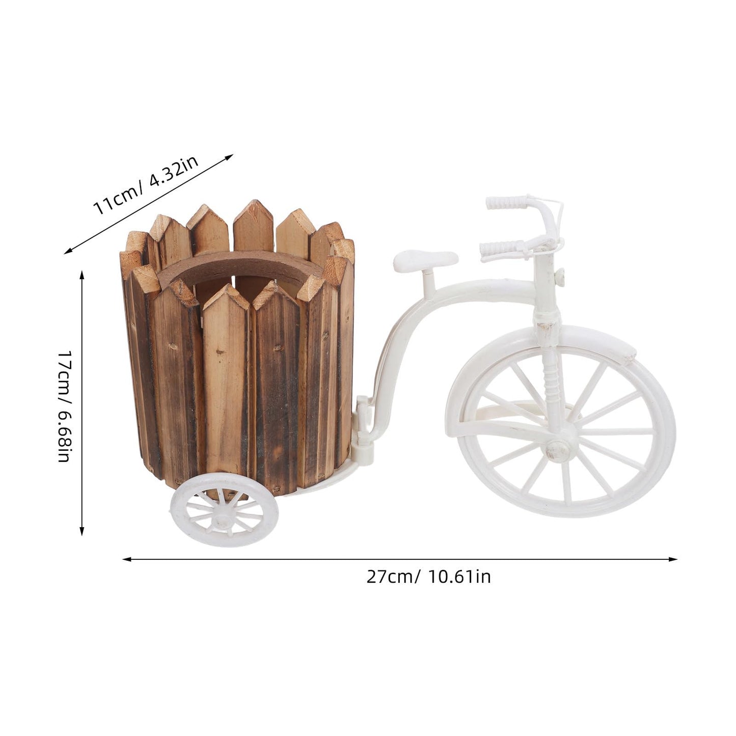 KONTONTY Flower Pot Stand with 3 Decorative Wheels - Bicycle Planter Baskets - Tricycle Plant Stand for Outdoor, Indoor, Home, Balcony, Patio, Garden, Backyard