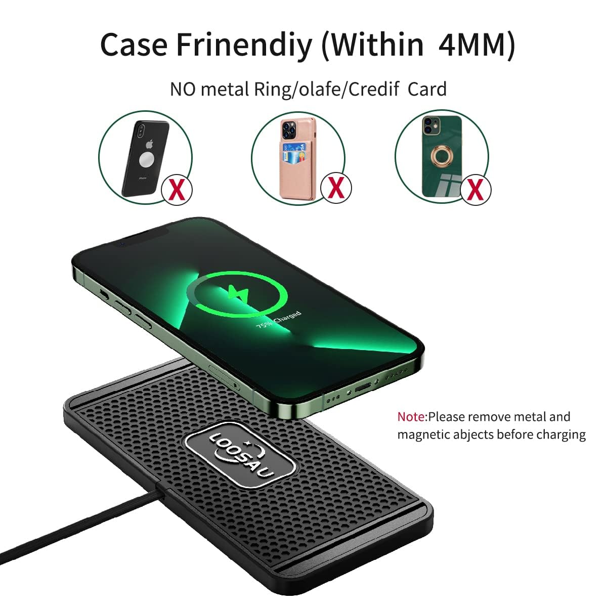 Wireless car Charger Charging pad 15w Non Slip FastCharger for car Wireless Phone Charger for Android for iPhone 11/12/13/14/15/16 Pro Max Xs,Samsung Galaxy S20, S10+ Note 9，LG