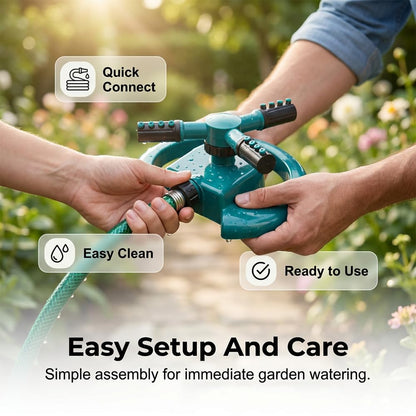 360° Rotating Garden Sprinkler, 2026 New Adjustable Yard Sprinkler for Backyard Grass Care, Durable Water Sprinkler for Water Play Outdoor Pets Water Fun (Yellow)