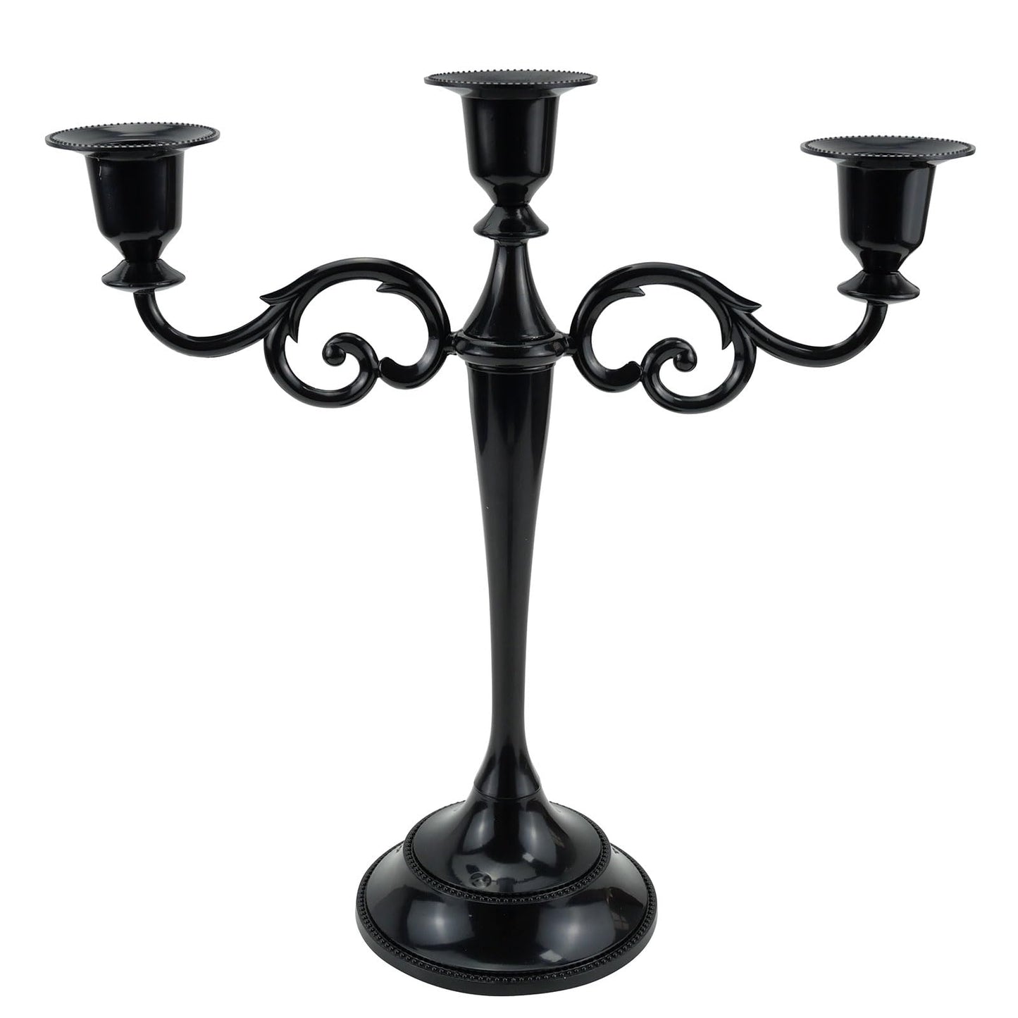 Viscacha 3 Candle Metal Candelabra Candlesticks Holder for Formal Events, Wedding, Church, Holiday Décor, Halloween Taper Candle Holder Stand Centerpiece Elegant Decoration Piece for Table, Black
