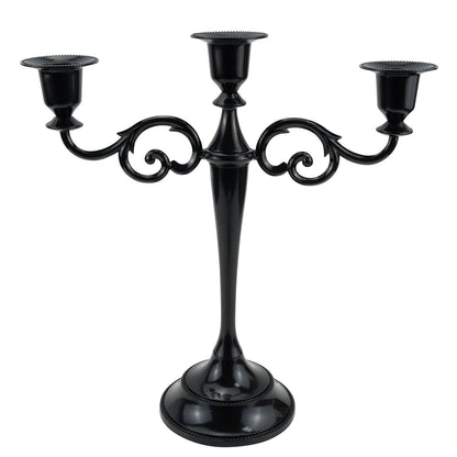 Viscacha 3 Candle Metal Candelabra Candlesticks Holder for Formal Events, Wedding, Church, Holiday Décor, Halloween Taper Candle Holder Stand Centerpiece Elegant Decoration Piece for Table, Black