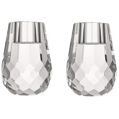 Donoucls Crystal Candle Holder Honeycomb Designed Hand Cut Crystal Household Taper Candlesticks Banquet Decorations for Dinner 2.4x3.2Inches Pack of 2, Clear
