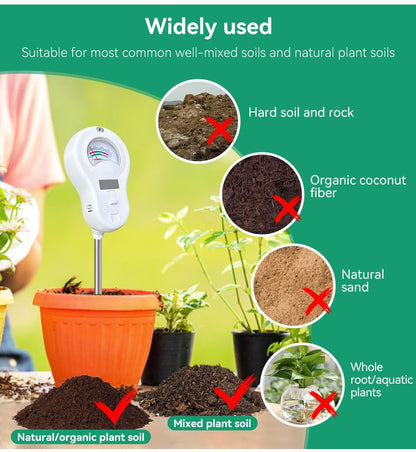 6-in-1 Soil Moisture Meter, PH Tester, Soil Moisture, Fertility, Sunshine Intensity, Temperature, Humidity, with Removable Probe for Gardens, Lawns, Farms (Including 1*AAA Batteries) (3)