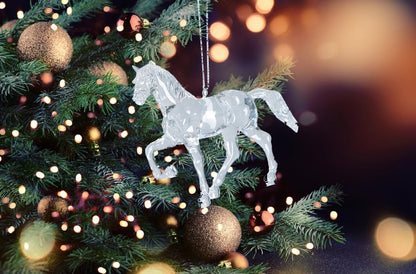 C&F Home Clear Crystal Acrylic Galloping Horse Small Christmas Tree Ornament 3.5" Xmas Festive Winter Holiday Hanging Artificial Real Tree Premium Luxury Elegant Equine Equestrian Decor Decoration