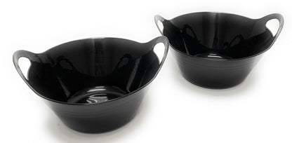 Mintra Home Plastic Bowls with Handles (4.5L Large 2pk, Black) - 11.25W x 5inH (6.75inH with handles) - large bowl for popcorn, snacks, drinks, candy, party, Halloween, trick or treat bowls - 2 Pack