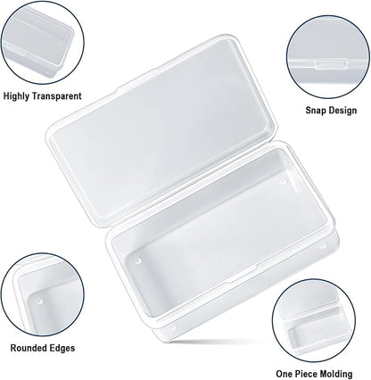 Blank Card Case, 4 Pack Clear Plastic Card Deck Box, Snaps Closed - Storage Box for Base Ball Trading Cards, Business Cards & More