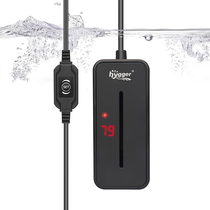 hygger Small Submersible Aquarium Heater 100W Mini Betta Fish Tank Heater with LED Display Adjustable Temperature for 10-20 Gallon Freshwater Saltwater Coral Reef Tanks