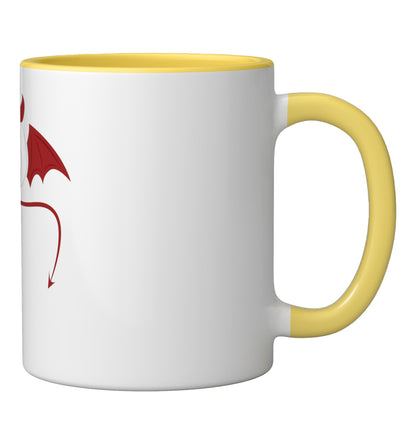 Funny Halloween Devil Egg Yolk Food Lover Lazy Costume Ceramic Mug, Yellow/White
