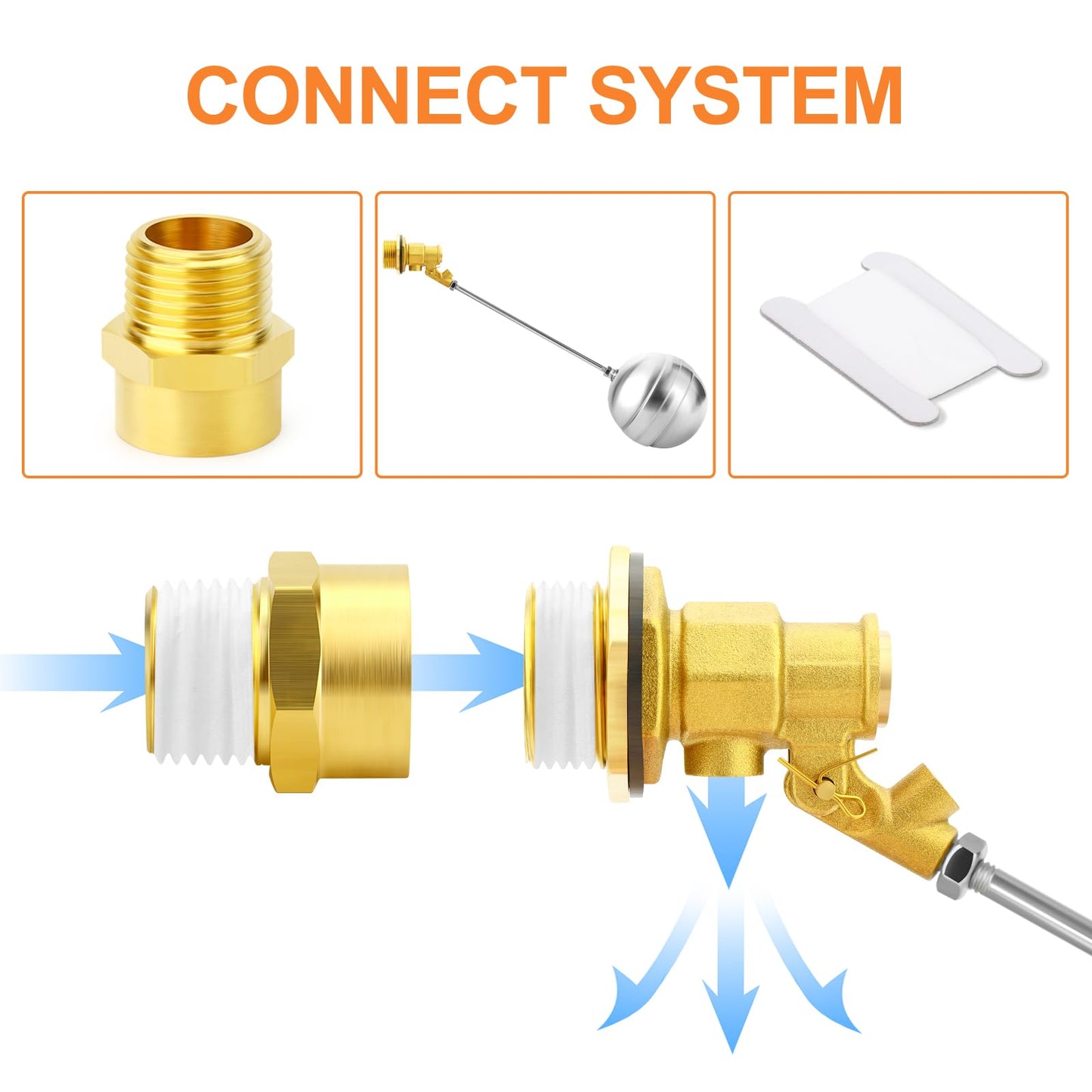 GASHER 1PCS 1" 304 Stainless Steel Float Ball Valve with 1"G Female x 1"NPT Male Adapter, DN25 Adjustable Water Tank Float Ball Valve for Stock Tank Pool Water Level Control