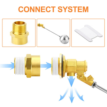GASHER 1PCS 1" 304 Stainless Steel Float Ball Valve with 1"G Female x 1"NPT Male Adapter, DN25 Adjustable Water Tank Float Ball Valve for Stock Tank Pool Water Level Control