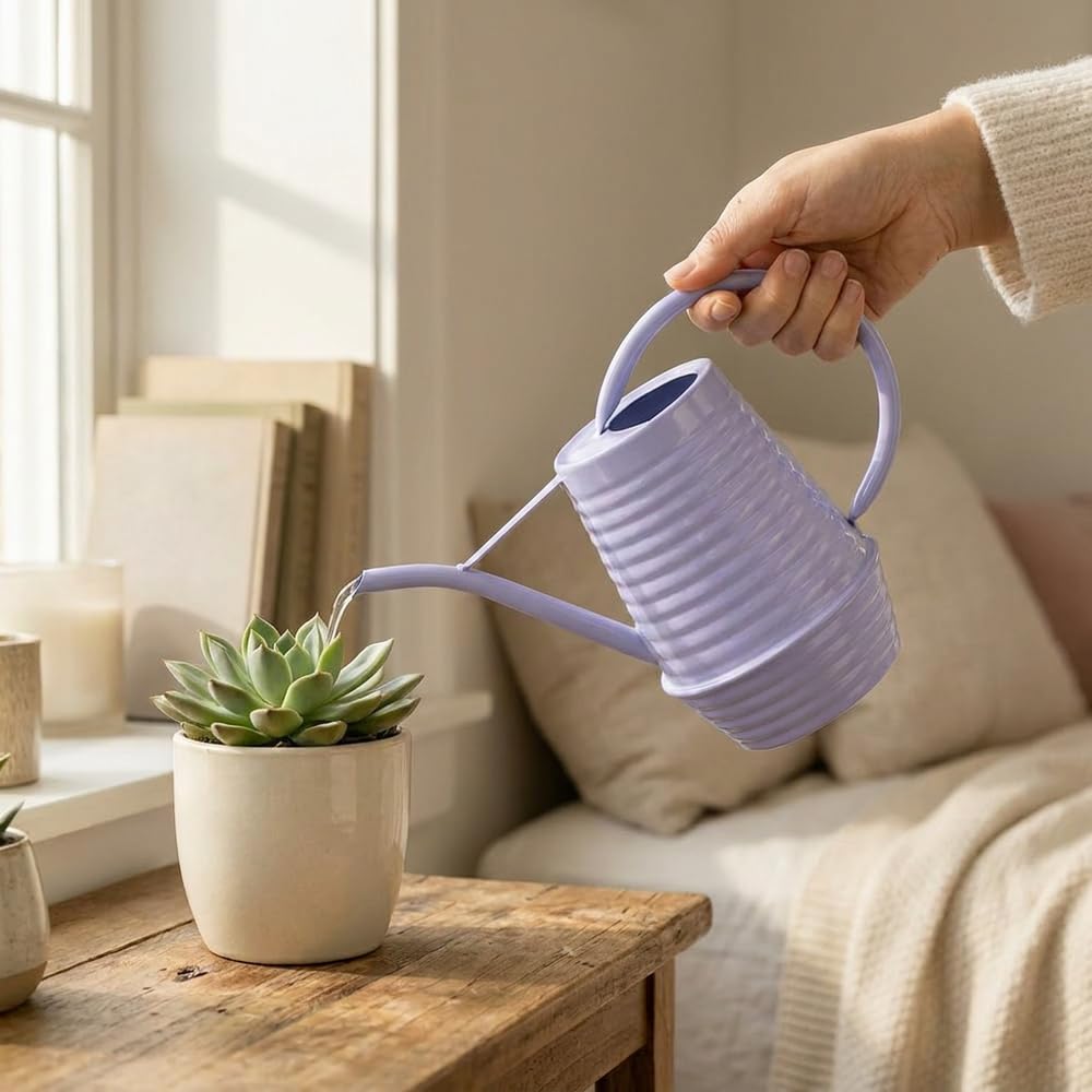 HORTICAN Small Watering Can, 0.3 Gallon/34oz., Violet Purple, Galvanized, Indoor Water Can, Metal Watering Can with Long Spout, Plant Water Can for Indoor Plants