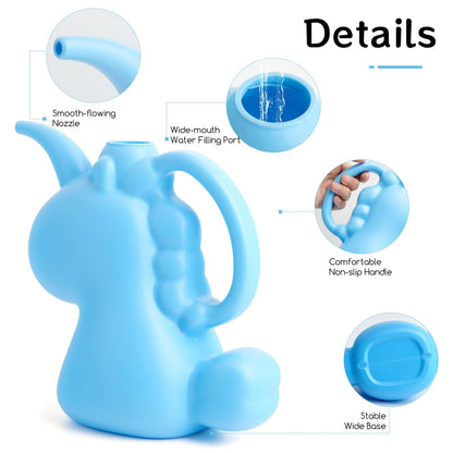 XXXFLOWER Unicorns Indoor Watering Can, 1 L Cute Animal Water Cans, Novelty Unicorns Shape Watering Pot for Office House Indoor Garden（Blue）