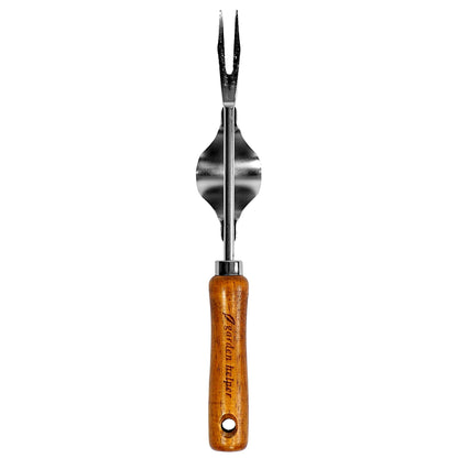 Weed Puller Heavy Duty Japanese Steel with Wood Handle, Hand Weeding Tool, Manual Weeder for Garden, Quick and Easy Weed Pull Tool, Made in Japan, Silver