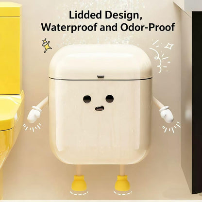 Reflygen 2.4 Gallon/9 Liter Kitchen Wall-Mounted Trash Can with Lid Ideal for Kitchens,Bathrooms, Offices,and Bedrooms Space-Saving and Decorative Waste Container(Cream White, DIY-Friendly)