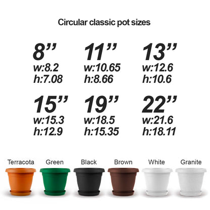 Cubiark Garden 2 pcs 8 Inch Planter Pot with Tray & Drainage, Indoor Plant Pots, Textured Finish, Outdoor Plastic Plant Pot for Porch, Patio, Deck & Balcony (Brown)
