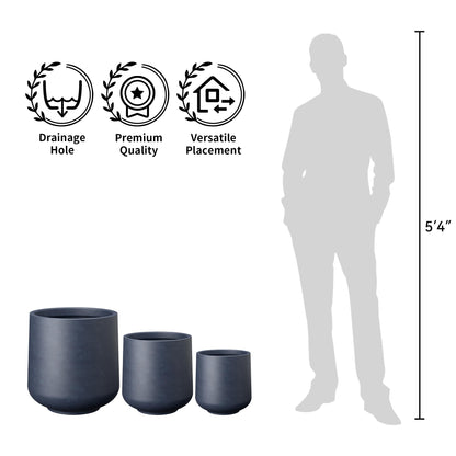 Kante 11.6" Dia Round Concrete Planter, Outdoor Indoor Large Plant Pots Containers with Drainage Hole and Rubber Plug for Home Garden Patio, Charcoal