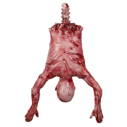 MOLEZU Hanging Torso Severed Skinned, Halloween Party Props Latex Limbless Hanging Half Body Corpse Haunted House Decorations 40x30x7 inches (A)