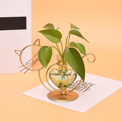 Plant Terrarium Plants Propagation Station Cat Lover Gifts for Women Home Office Decor Cat Desk Accessories