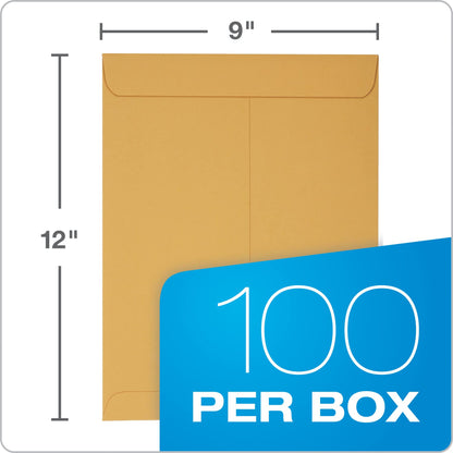 Quality Park 9 x 12 Catalog Envelopes, 100 Pack, Document Envelopes with Self Seal Closure, Heavyweight 28 lb Paper, Self Sealing Envelope for Mailing, Filing and Organizing, Brown Kraft