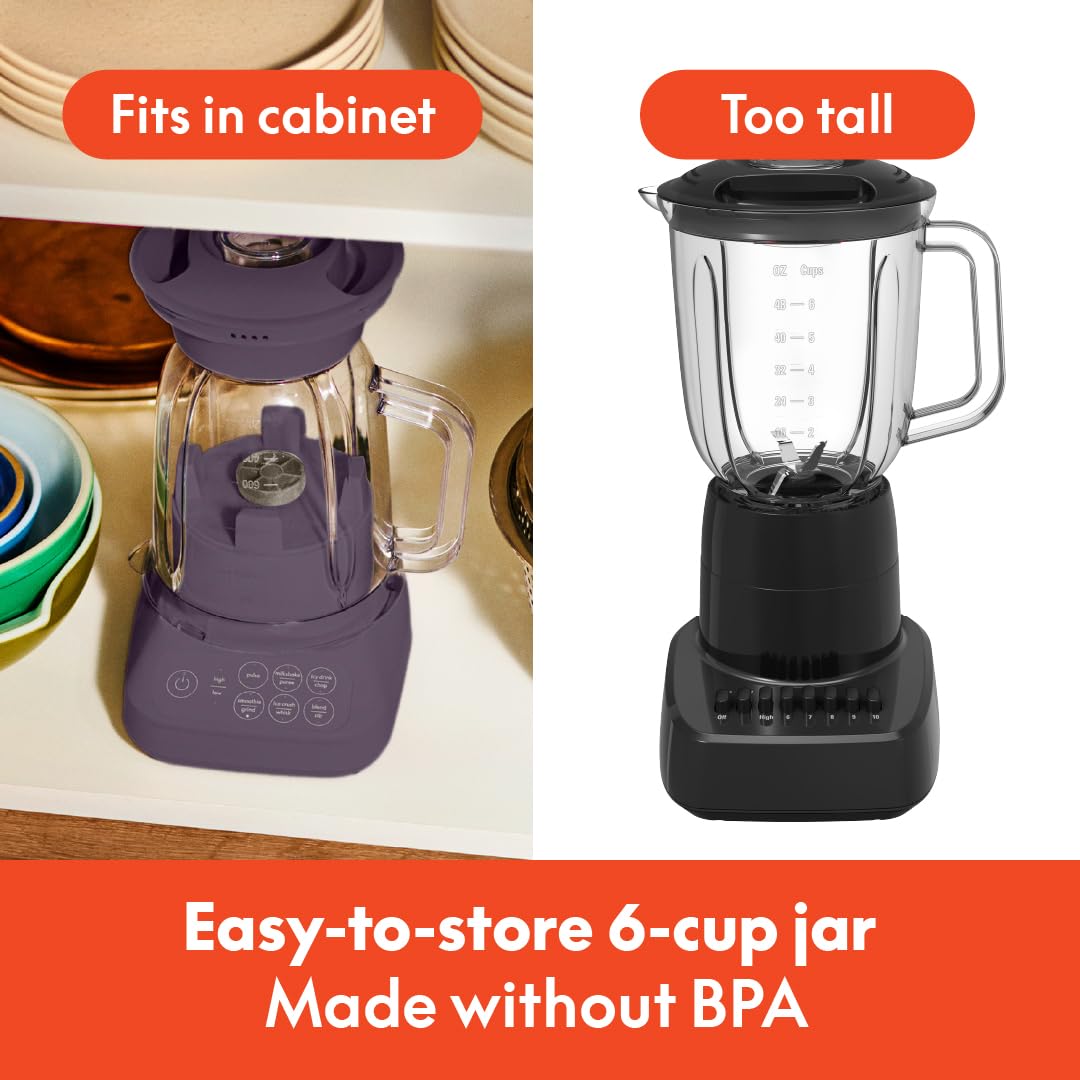 bella 10 Speed Countertop Blender, Juicer & Smoothie Maker, Fits-anywhere™ Kitchenware, Slim Flip & Store Design, Dishwasher Safe 48oz Capacity Pitcher & Lid, Stainless Steel Blade, 450 Watt, Oatmilk